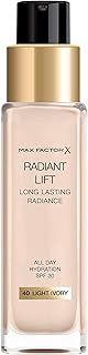 Max Factor Radiant Lift Liquid Pump Medium to Full Coverage Radiant Finish Foundation with SPF30 and Hyaluronic Acid, 040 Light Ivory, Light Skin Tone, 30ml