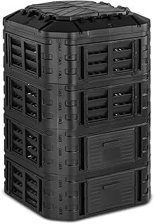 HT-M-COMP-1120 Garden Compost Bin 1,120 L Irrigation Ventilation Compost Bin Outdoor Compost Bin (Black, Polypropylene)