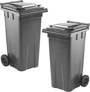 STAR SUPPLIES 140 Litre Strong Compact Grey Waste Disposal Recycling Council Outdoor Wheelie Bin With Lid & Wheels