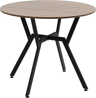 HOMCOM Dining Table, Round Kitchen Table with Black Legs, Anti-slip Foot Pads for Living Room, Dining Room, 90 x 76 cm, Brown