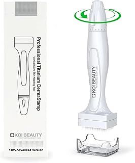 Adjustable Derma Stamp- 140 REAL NEEDLE, Professional Microneedling for Home, Dermastamp for Scalp Hair Beard Growth Face Body, Derma Roller & Microneedling Pen Alternative for Men Women