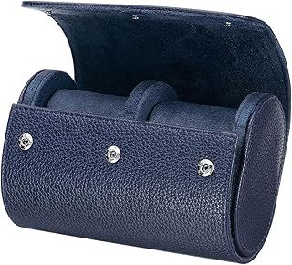 sourcing map Watch Roll Travel Case 2 Slots Portable Leather Watch Cases for Men and Women, Watches Storage Organizer with Removable Pillows for Traveling, Display, Home Storage, Textured Blue