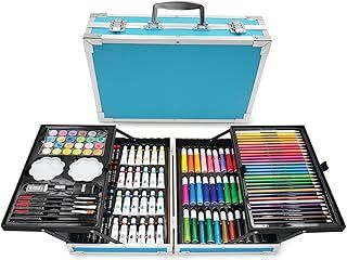 Professional Art Set, 144 Deluxe Aluminium Case Painting Set with Watercolour Pens Drawing Pencils Paints Oil Pastels, Premium Colouring Drawing Art Supplies Case Gift for Artists Adult