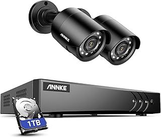 ANNKE E200 CCTV Camera System, 4 Channel 3K Lite Surveillance DVR with 2x 1080p Dual-Light Cams and 1TB Hard Drive, Smart Human & Vehicle Detection, Color Night Vision, IP67 Weatherproof