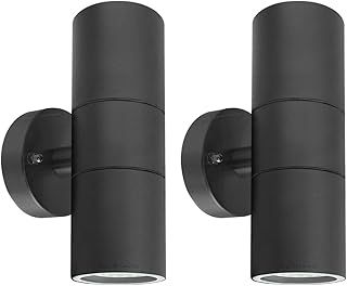 2 X Black Stainless Steel Double Outdoor Wall Light IP65 Up Down Garden Wall Lamp ZLC035B