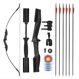Archery 40LBS Recurve Bows Archery Set Survival Longbow for Recurve Bow Target Practice Outdoor Hunting Archery Carbon Arrows and Armguard and Finger Tab