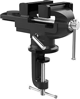 Nuovoware Jaw Width 70mm Bench Vise with 360 Degree Swivel Base Heavy Duty Rustproof Hardened Jaw Table Clamp for Woodworking Metalworking Sawing - Black