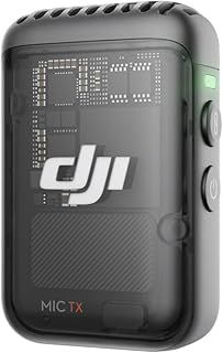 DJI Mic 2 Transmitter (Shadow Black), Wireless Lavalier Microphone with Intelligent Noise Cancelling, Bluetooth Microphone for 14-Hour Internal Recording, Magnetic Attachment Phone Microphone, YouTube