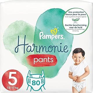 Pampers Nappies Size 5 (12-17 kg), Harmony, 80 Nappies (4 x 20 Pack), 0% Compromise, 100% Absorbency, Plant Based Ingredients, Hypoallergenic