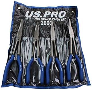 US. PRO 11" Extra Long Nose Pliers Set 4pc Straight Bent Offset Angled Pliers 90°