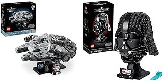 LEGO Star Wars Millenium Falcon 25th Anniversary Vehicle Building Set & Star Wars Darth Vader Helmet Set, Mask Display Model Kit for Adults to Build, Gift Idea for Men, Women, Him or Her