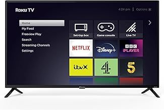 EM40ROK Roku TV 40" Inch Full HD 1080p Smart with Netflix, Disney+, BBC, Freeview Play, Dolby Audio, Mobile Control and 3 x HDMI, USB - Black (2024 Model)