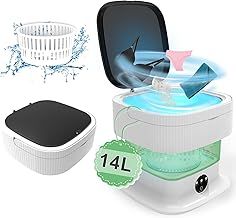 Portable Washing Machine, 14L 2.2kg 2 in1 Foldable Mini Washing Machine Small Washing Machine with Cleaning of Baby Clothes, Socks, Lavadora Portatil Suitable for Apartments, Dorm, Camping, RV, Hotel