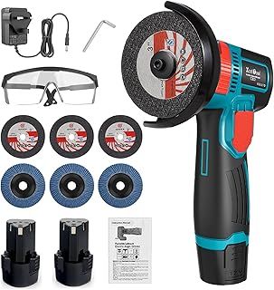 Funnyway Cordless Angle Grinder with 4.0Ah Battery, 125mm Angle Grinder Discs, 8000 RPM Brushless Motor, 2-Position Adjustable Auxiliary Handle, for Cutting, Polishing, Rust Removal