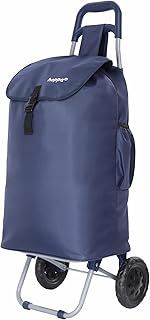 Hoppa 57Ltr Lightweight Shopping Trolley 2024 Model, Hard Wearing & Foldaway for Easy Storage With 1 years Guarantee(Navy)