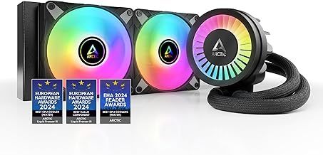 ARCTIC Liquid Freezer III 240 A-RGB - Water Cooling PC, All-in-One CPU AIO Water Cooler, Intel & AMD compatible, efficient PWM-controlled pump, fan: 200-1800 rpm, LGA1851/1700 Contact Frame - Black
