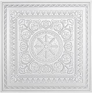 Art3d 12-Pack Drop Ceiling Tiles Glue up Plastic Acoustic White Ceiling Panels 605mm x 605mm - Fit in 600mm x 600mm Cover 48 Sq.ft