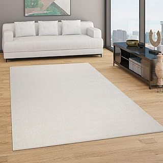 Paco Home Living Room Rug Plain Simple And Modern Short-Pile, Various Sizes and colours, Size:140x200 cm, Colour:Cream