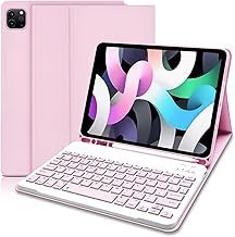 iPad Air 5th Generation Keyboard Case 10.9“2022, Slim Smart Keyboard Case for iPad Air 5th Gen 2022/Air 4th Gen 2020 10.9 Inch/Pro 11 2018, Detachable Wireless Keyboard with Pencil Holder (Pink)