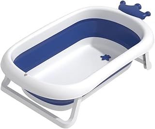 85 cm Foldable Baby Bath Tub, Lightweight and Anti-Slip Collapsible Design, Perfect for Travel and Home Portable Bathing Solution for Newborn and Toddlers 0-36 Months (Dark Blue)