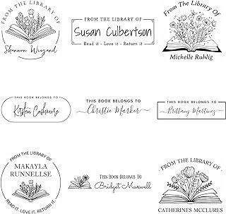 Generic from The Library of Self-Inking Stamps & Embossers, Floral Book Stamp Personalized, Custom Book Embosser, Ex Libris, Black