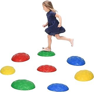 Stepping Stones Kids, Balance River Stones with Non-Slip Mats, Indoor Outdoor Sensory Toys, Obstacle Course for Ages 3-8 Years, Stackable - Multicoloured