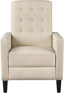 Yaheetech Fabric Reclining Chair Single Armchair Adjustable Upholstered Sofa with Soft Padded Seat Living Room Bedroom Theater Recliner Beige