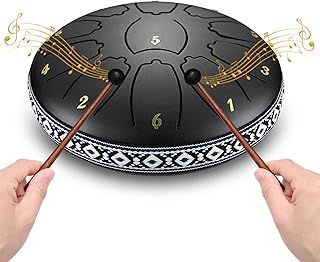 Do-Electr Steel Tongue Drum 6 Inch 11 Tone Tongue Drum Disc Drum, Steel Pan Tones Drum Hand Pan Drum with Pocket, Fingerpick, and mallets for Meditation Yoga Sound Healing