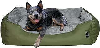 The Gorilla Den Dog Bed - Large, Plush Orthopedic Dog Bed with Raised Sides, Soft & Durable Poly Cotton, Supportive Comfort for Large Dogs(Olive, L)