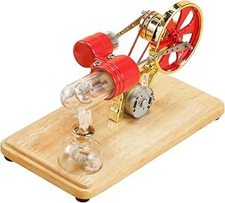 VISLONE Stirling engine motor kits, steam engine model building kits, mini hot air Stirling engine motor model colorful LED generator science kit