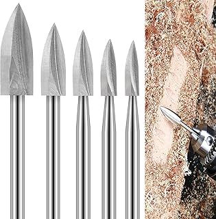Dremel Rotary Tool Wood Carving Bits, 5PCS Woodworking Bits with 1/8” Shank for DIY Grinding Engraving Drilling