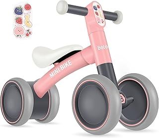 BELEEV Toddler Balance Bike for 1-2 Year Old, Baby First Starter Bike for Kids Girls Boys 10-24 Month, Lightweight Walker Bike with No Pedal, 4 Silence Wheels, 135° Safe Limited Steer, Soft Wide Seat