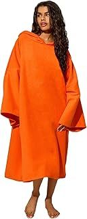 OHS Towel Poncho Adult Hooded Large Bath Swim Surf Beach Absorbent Dry Microfiber Changing Robe for Men Boys Quick Dry, Orange