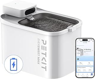 PETKIT Cat Water Fountain Battery Operated, EVERSWEET MAX, 3L Cordless Pet Water Fountain for Dog with Motion Sensor, App Control Automatic Cat Water Dispenser, 26dB Ultra Quiet, 83 Days Battery Life