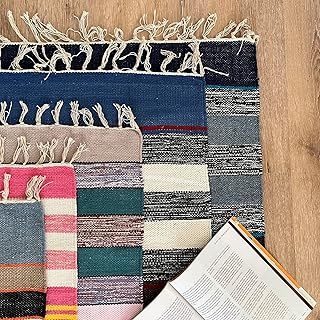 Rita Rugs Home Lea, 100% Cotton, Artistic, Unique Hand Woven Assorted Cotton Area Rug for Bedroom, Bathroom, Kitchen, Living Room, Farmhouse, Assorted Colors, 60cm x 90cm - Set of 3
