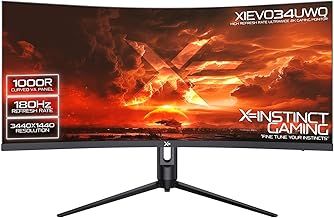 𝗫= 34 Inch Ultrawide Gaming Monitor • UWQHD 2560 x 1440p (21:9) • 180Hz • 1ms MPRT • VA 1000R Panel • G-Sync/FreeSync • HDR400 • HDMI 2.0, DisplayPort 1.4 • Vesa Mountable • (XIEVO34UWQ | Black)