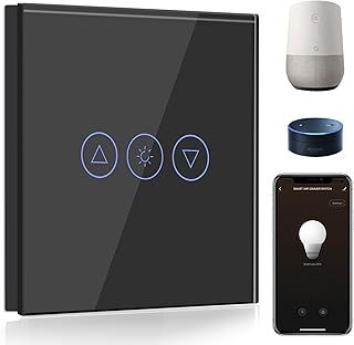 BSEED Smart Dimmer Switch 1 Gang 1 Way,WiFi Dimmer Switch Compatible with Alexa and Google Home,500W Smart Light Switch Black with Smart Life APP Control and Timing Function (Neutral Wire Need)