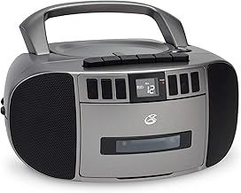 BCA209S Portable Am/FM Boombox with CD and Cassette Player, Silver/Gray