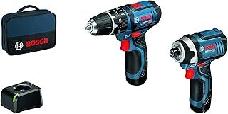 Bosch Professional 12V System Set: Cordless Combi Drill GSB 12V-15 + Impact Driver GDR 12V-105 (incl. 2x 2.0Ah Battery + Charger GAL 12V-40, Bag)