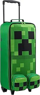 Minecraft Kids Suitcase with Wheels Foldable Trolley Bag Creeper Luggage Travel Bag Holiday Weekend Trips Travel Essentials (64cm - 24.2L, Green)