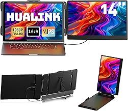 Laptop Screen Extender Monitor - 14 Inch IPS FHD 1080P HDMI/USB-A/Type-C Laptop Monitor Extender,Portable Monitor for Laptops 13-17"(Maximum Length: 15.74") for Windows Mac Android Switch
