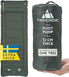 Thick Inflatable Camping Mat – 12cm Extra Thick & Wide w. Foot Pump & Pillow - Lightweight Camping Bed for Outdoor Hiking & Bikepacking