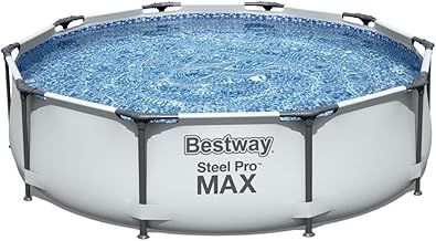 Bestway Steel Pro Max | Round Frame Swimming Pool with Filter Pump, Above Ground Frame Pools, Grey, 10’
