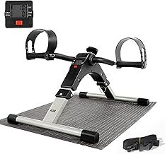 AGM Foldable Mini Pedal Exerciser, Compact Arm Leg Exercise Bike with LCD Display for Home Office Workout