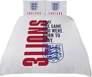Official England Born To Play Soft Reversible Football Duvet Bedding Set With Pillow Cases Perfect Kids Bedroom Accessories (Single)