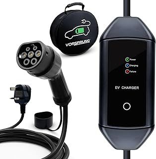 VORSPRUNG® Portable EV Charger (10M, 10Amp) - Fast Charging Cable, Type 2 (IEC 62196-2 Female), 3 Pin to Type 2 Plug, IP65 Waterproof, Compatible with All EVs & PHEVs