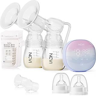 NCVI Double Electric Breast Pump, Breast Pump Electric 8122 with 4 Modes 9 Levels, Breastfeeding Pump with 21/24mm Flanges, Rechargeable Milk Pump Ultra-Quiet for Home & Travel, LED Touchscreen