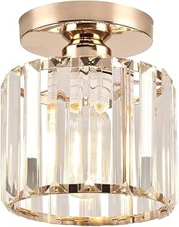 Small Crystal Ceiling Light, Gold Crystal Chandelier Modern LED Ceiling Light Pendant Fixture Lighting for Bedroom Kitchen Hallway Entrance Balcony