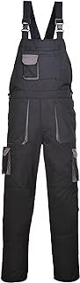 Portwest TX12 Men's Texo Contrast Bib and Brace Work Overalls - Workwear Dungarees with Elasticated Back and Storage Pockets