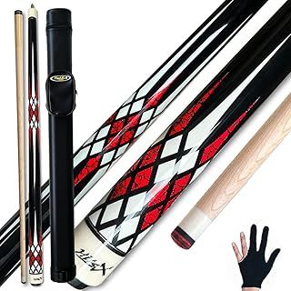 TaiBA 2-Piece Pool Stick With 1x1 Case,13mm Tip, 58", Hardwood Canadian Maple Professional Billiard Pool Cue Stick 19-20 Oz (Selectable)-Blue, Black, Red, Gray, Green, Brown